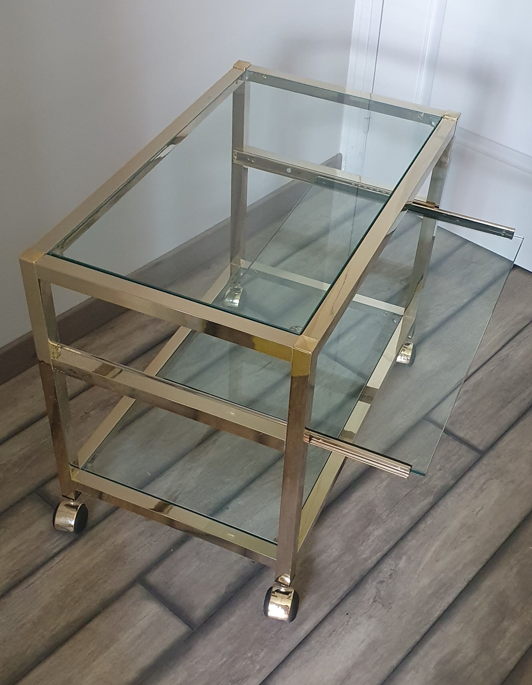 Metal and glass serving trolley