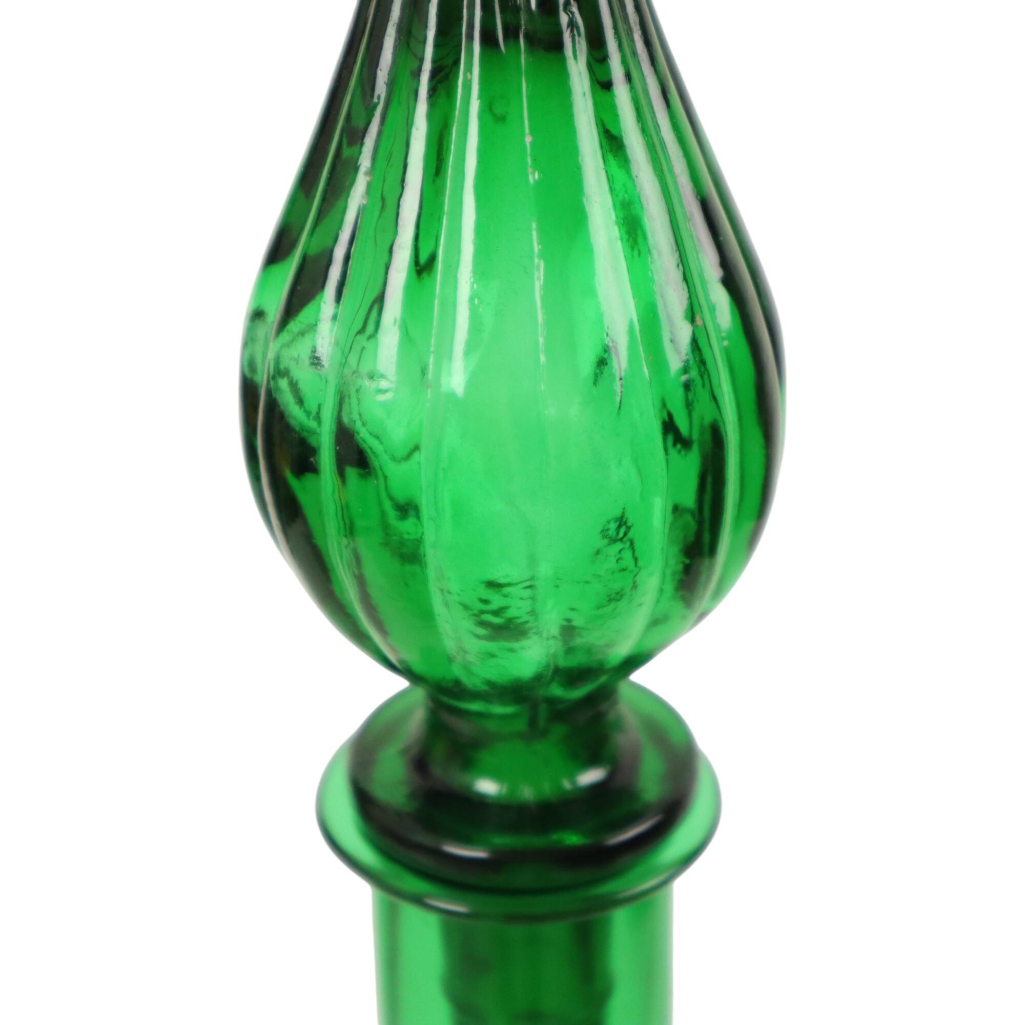 Huge Green Glass Carafe Genie Bottle Empoli Italy 63cm