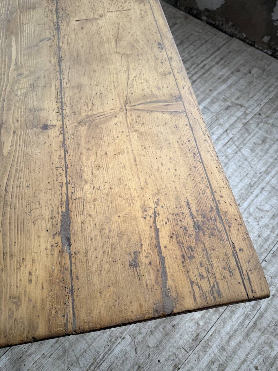 Pine and oak farmhouse table with multiple drawers, communal type, 240cm.