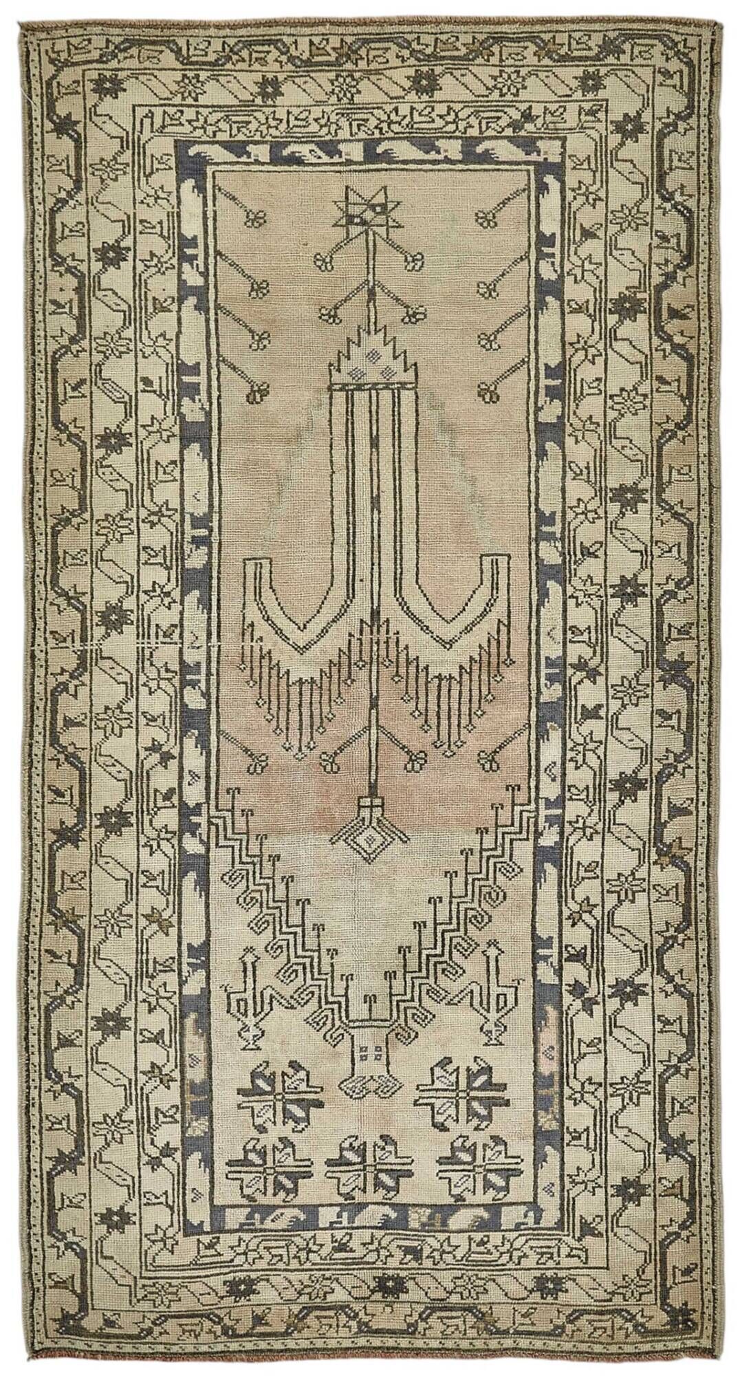 Turkish Vintage Anatolian Rug 104 cm x 195 cm