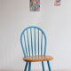 Pair of vintage Scandinavian Windsor chairs with blue bars