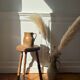 Vintage stool in raw wood