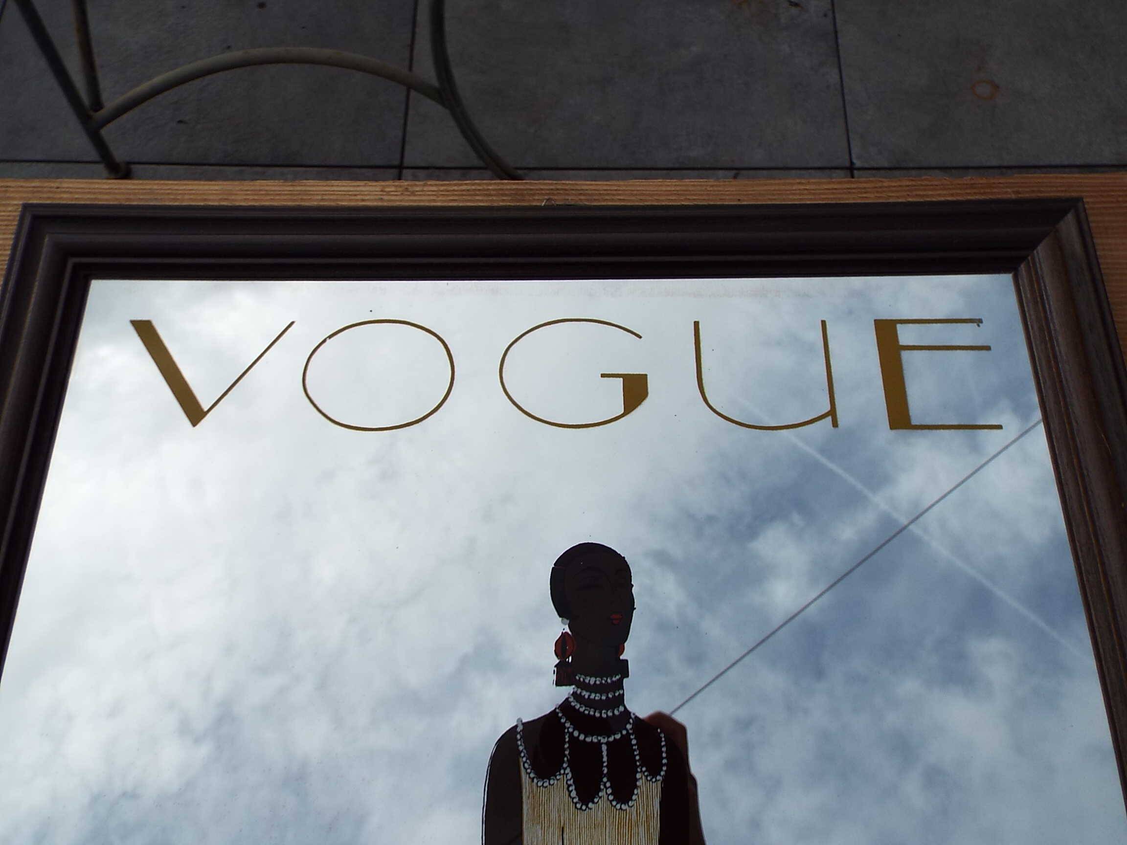 Vogue screen-printed mirror