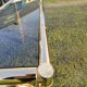 Gold console and vintage smoked glass, imitation bamboo 1970