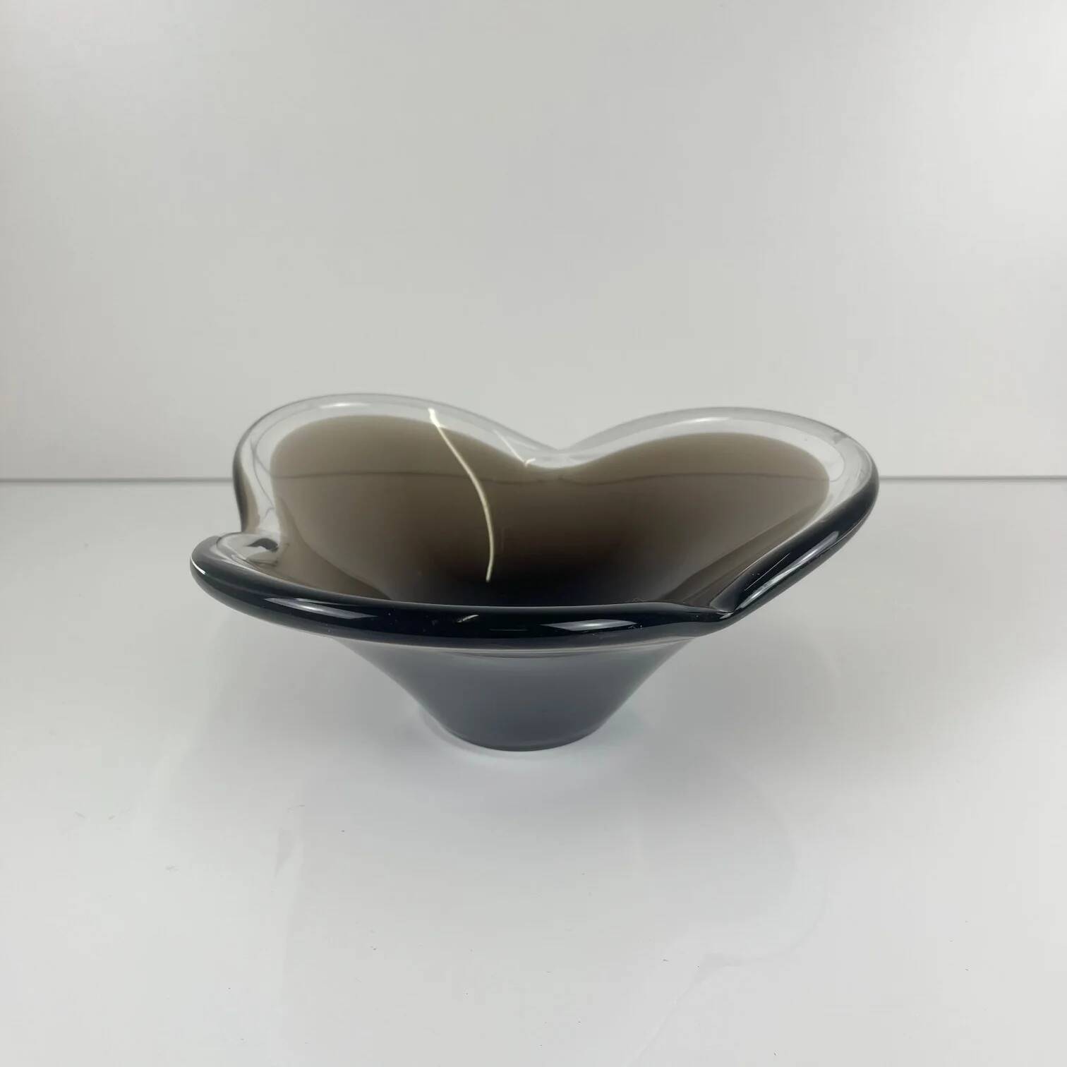 Smoked glass bowl, free-form, 1970