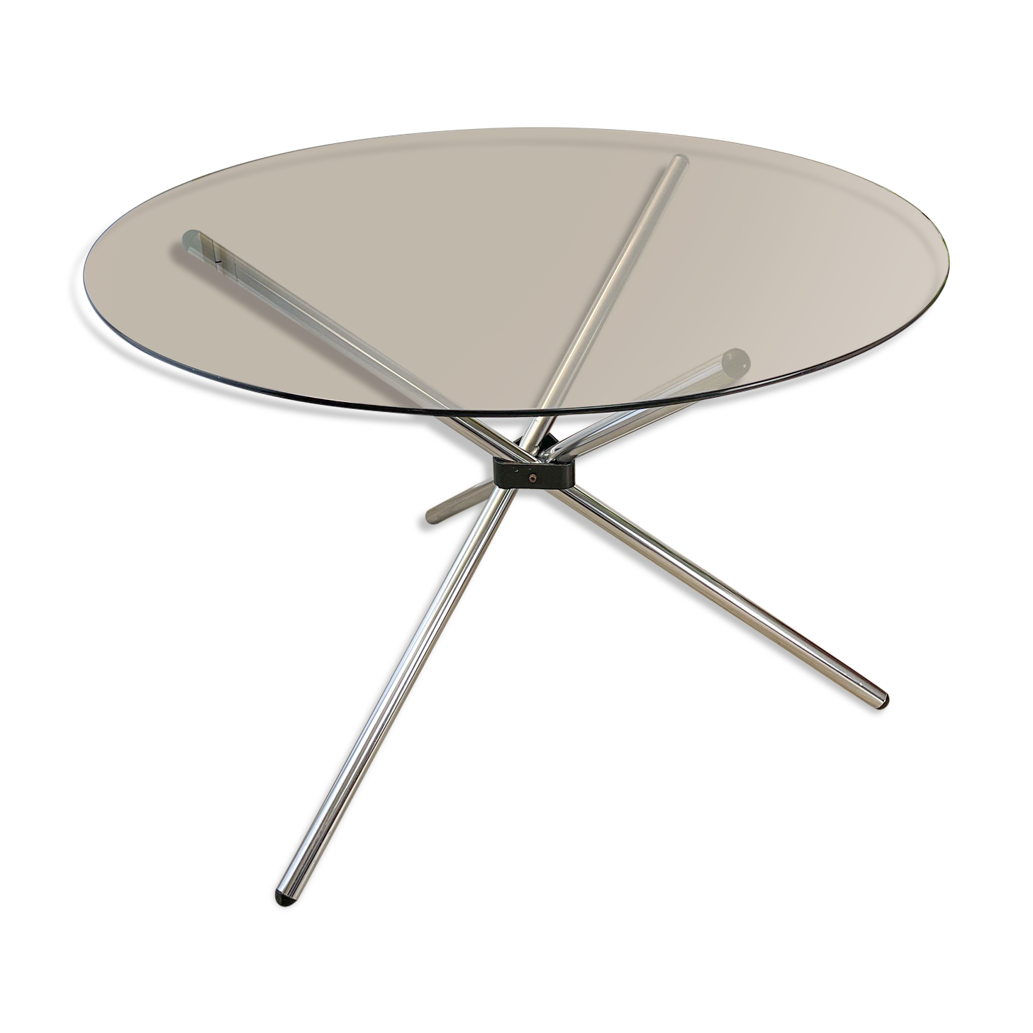 Round tripod table in smoked glass Roche Bobois 70