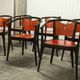 Table and 6 armchairs Baumann Diese, design Pagnon Pelhaître, Wenge color and red,