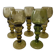 5 green crystal Roemer wine glasses, 19th century vintage in crystal.