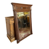 Large antique trumeau mirror in solid oak – Henri II style
