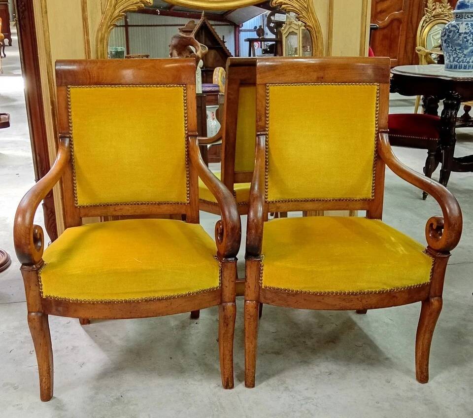 Paire de fauteuils d’époque Empire-Restauration en acajou