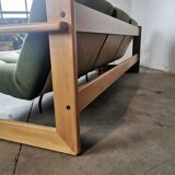 Scandinavian velvet and wood sofa
