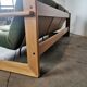 Scandinavian velvet and wood sofa