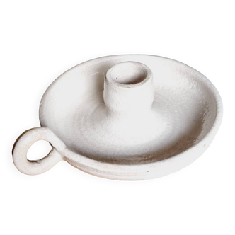 Bougeoir à main grès blanc