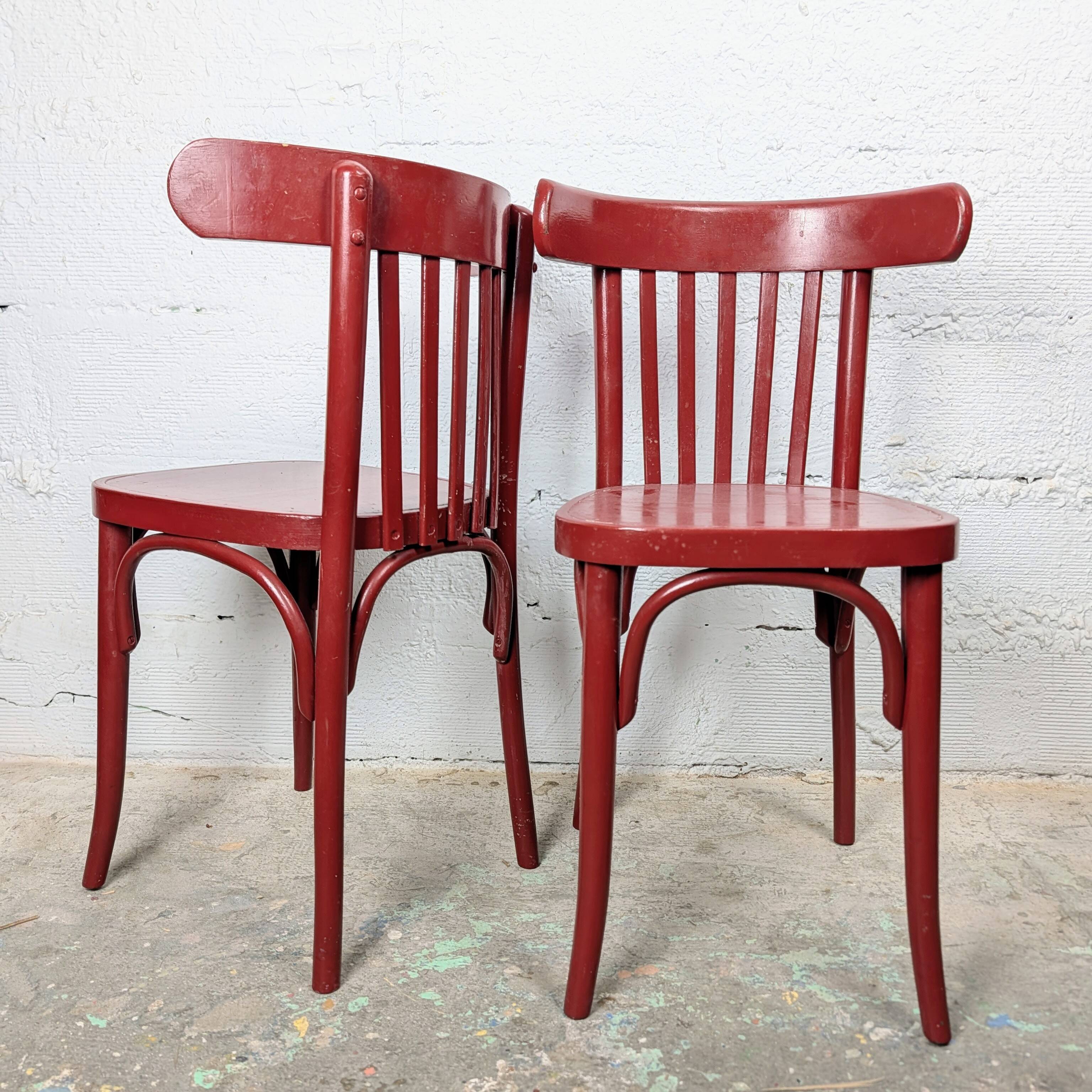 Pair of curved wooden bistro chairs