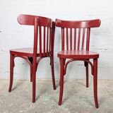 Pair of curved wooden bistro chairs