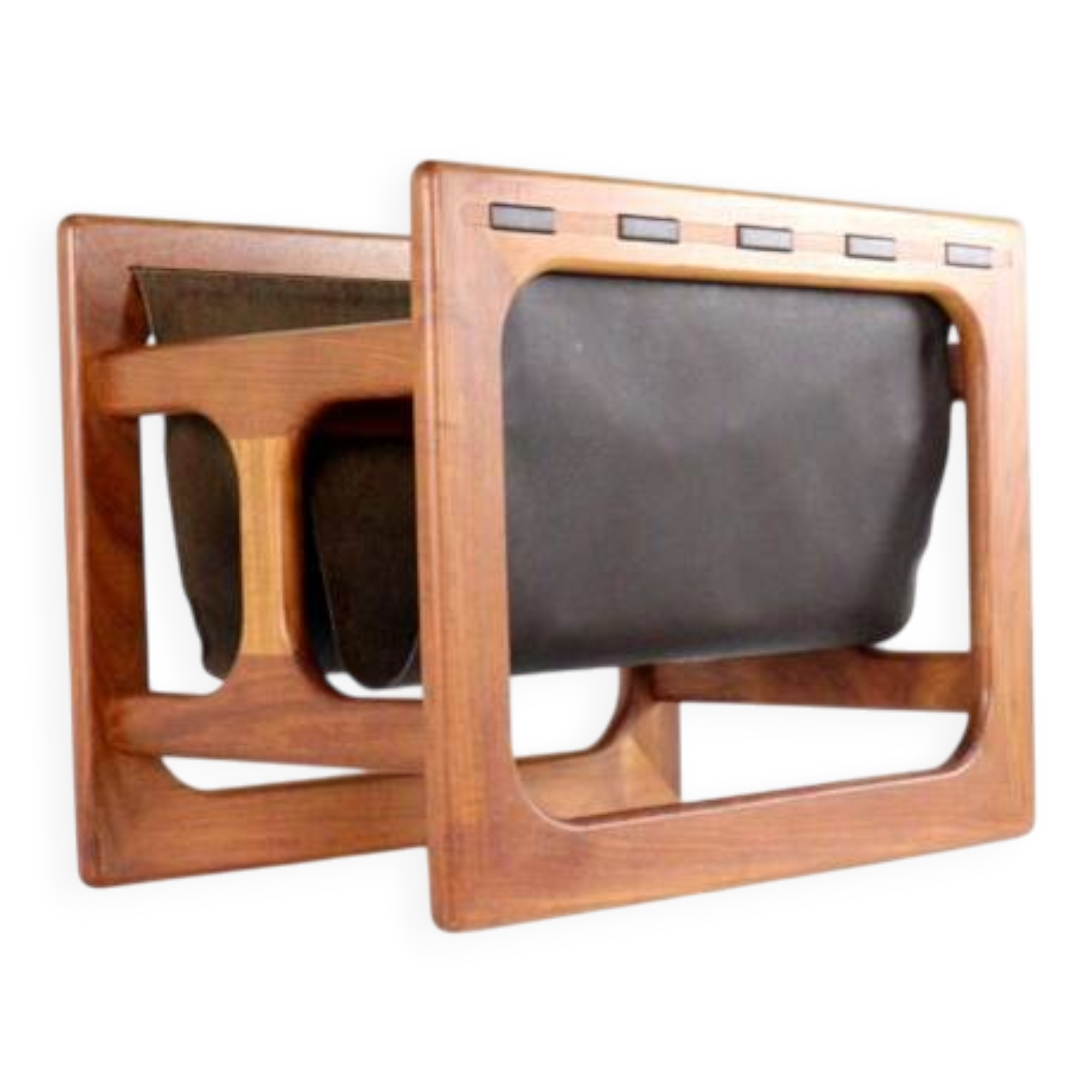 Salin mobler magazine rack - danish design leather + teak