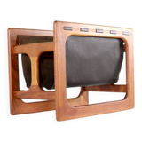 Salin mobler magazine rack - danish design leather + teak