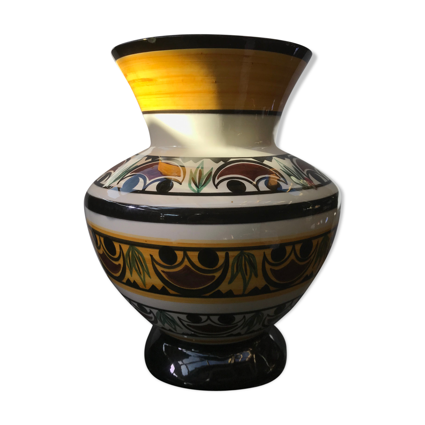 Ancient Vase QUIBERON Ceramics MERLE WHITE Painted Vintage Decor