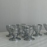 Set of 8 silver metal egg cups