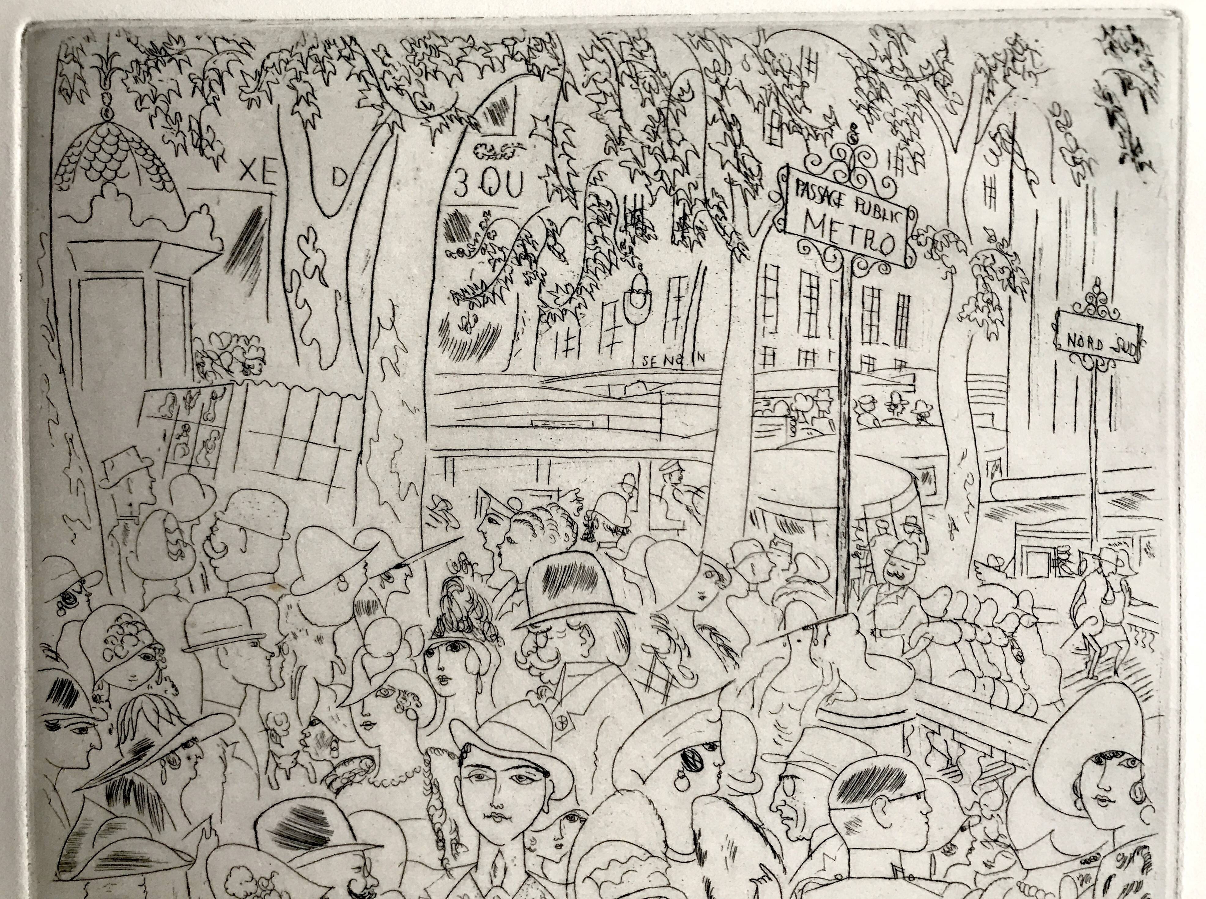 Chas-laborde boulevard des capucines (paris), 1927. original engraving