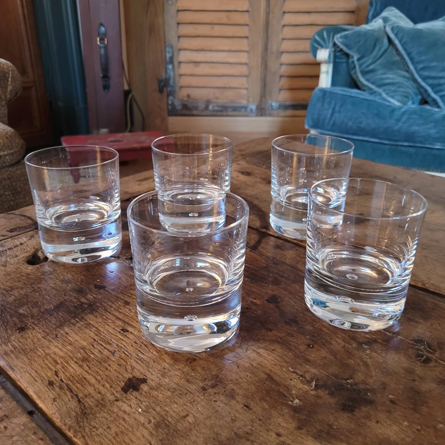 5 thick-bottomed bubble glasses – Scandinavian design, 1970s