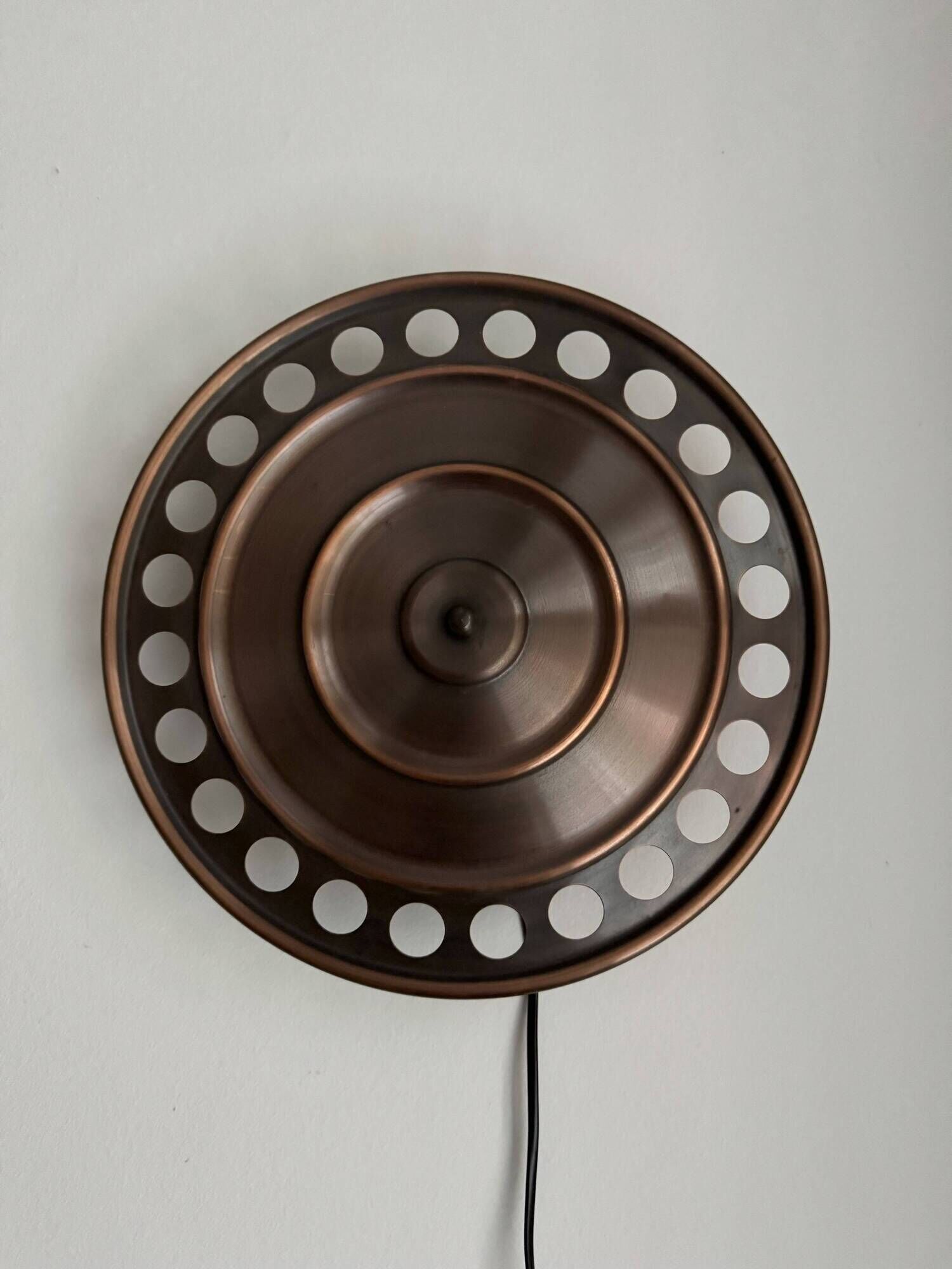 Wall sconces, Bankeryd, Nils Ledung, Copper, swedish, 70/80s, pair