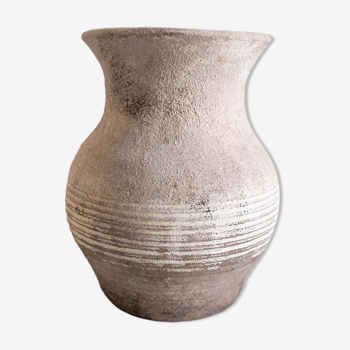 Vase vintage gris en terre cuite, Vallauris