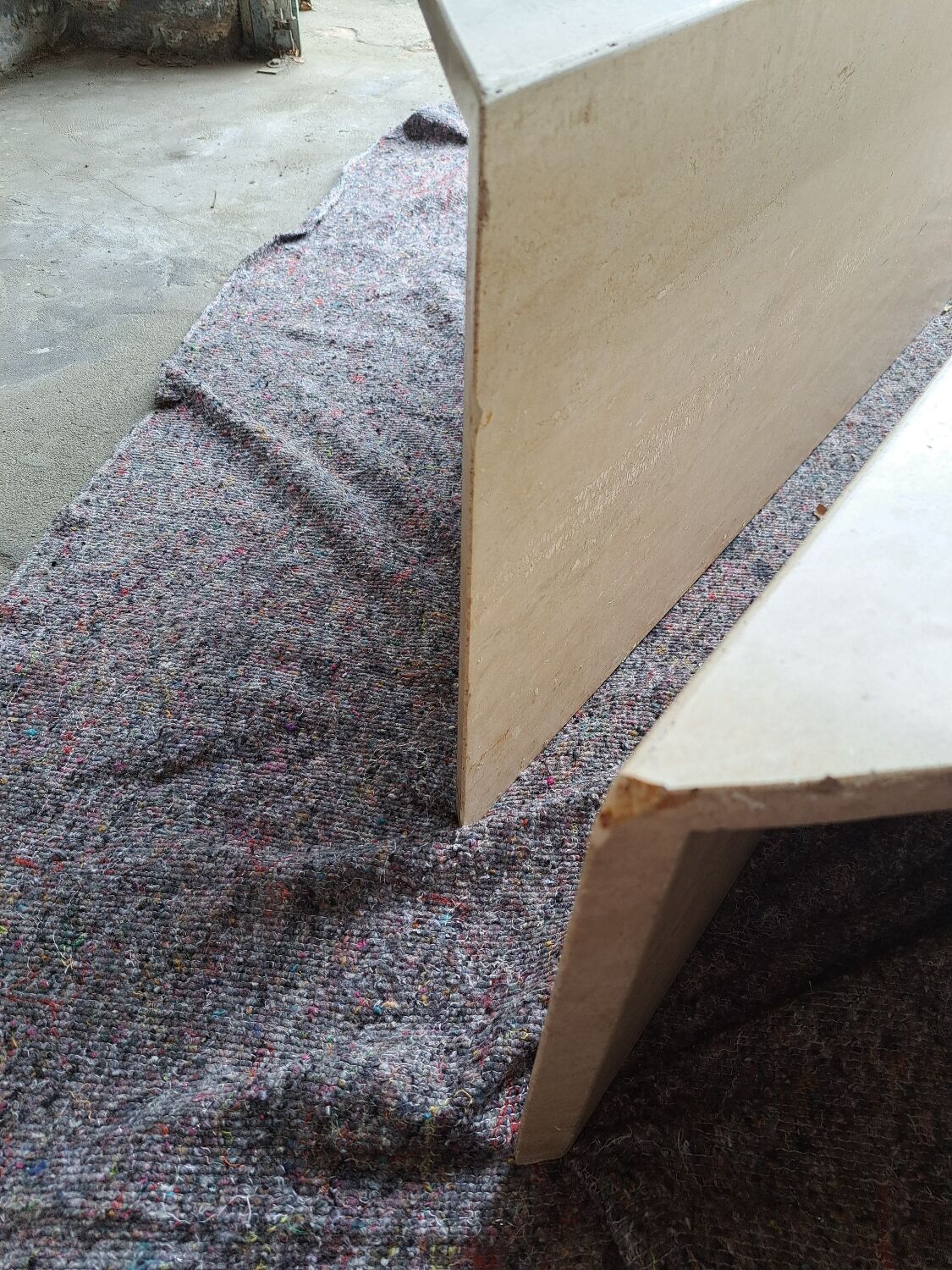 Travertine coffee table.