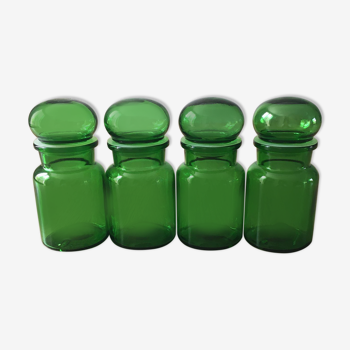 4 vintage glass jars