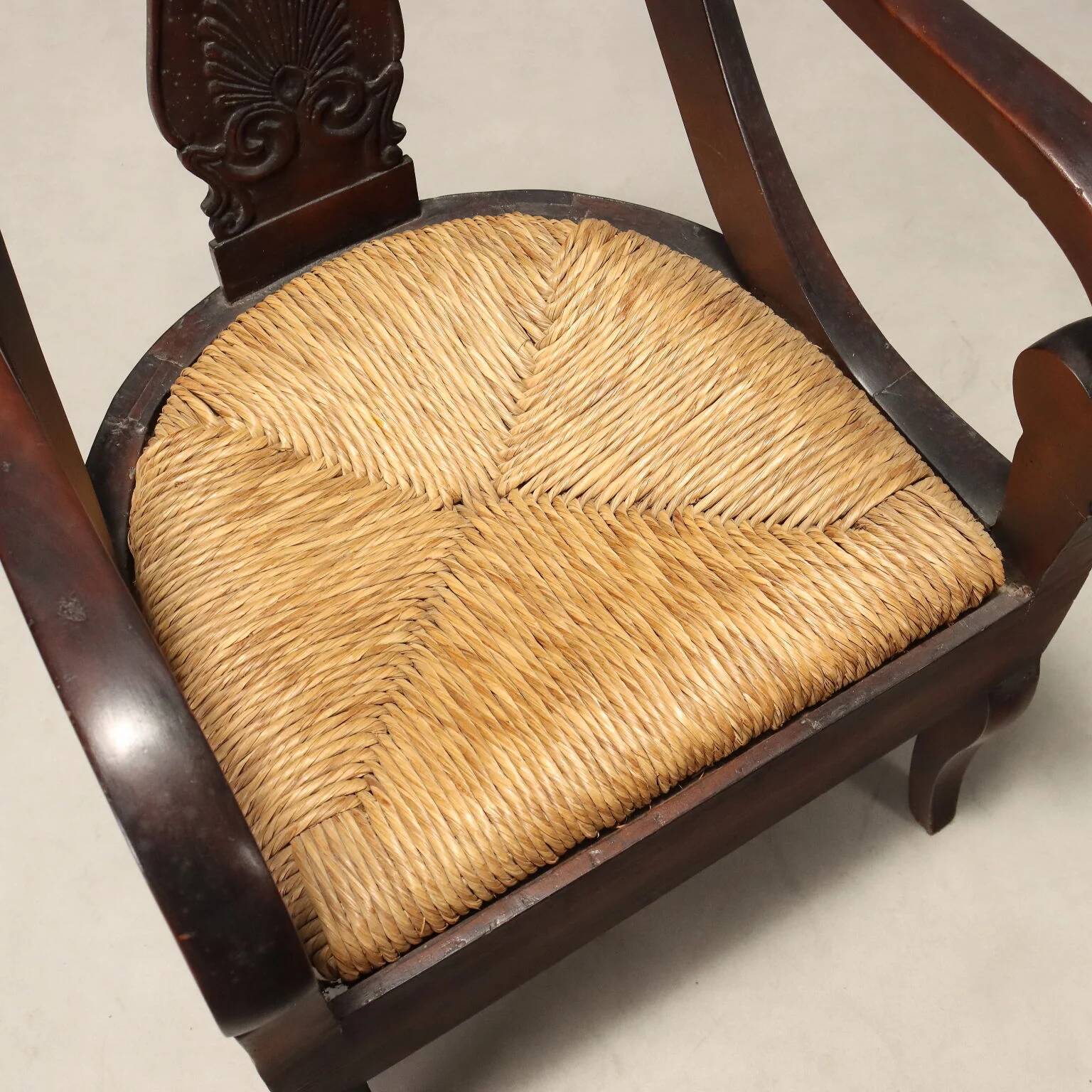 Restoration style walnut armchair from the 19th century