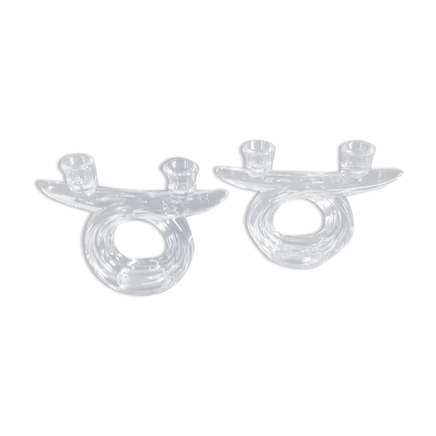 Candlesticks double arms crystal years 50-60