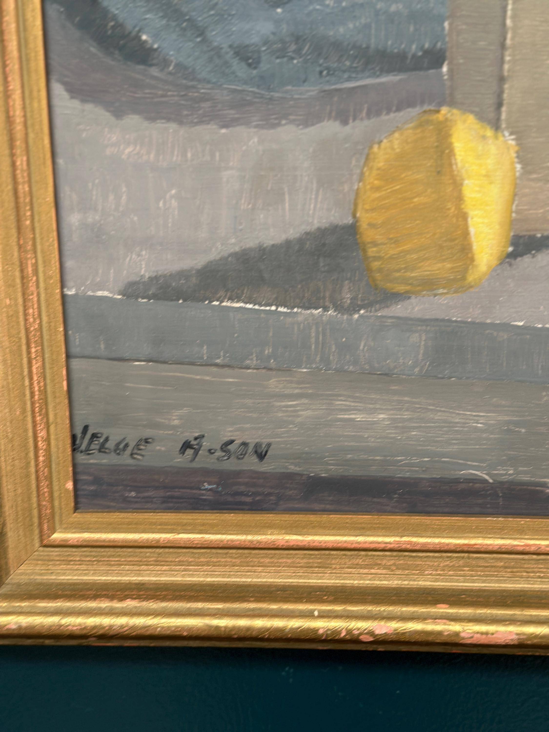 Swedish Oil on Panel – “Vase and Fruit Bowl” by Helge Andersson