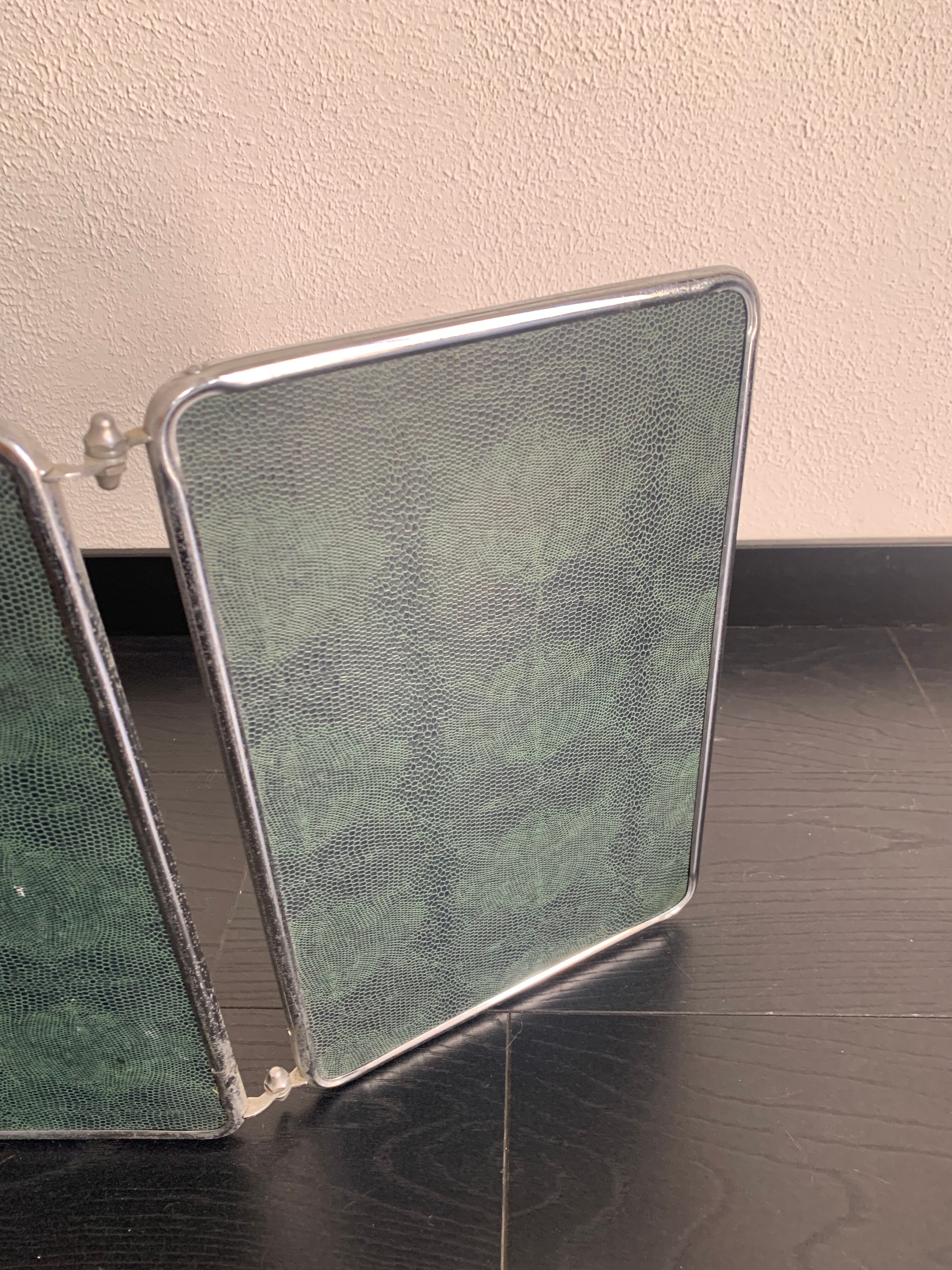 Vintage mirror 1950 triptych barber Arpin fir - 37 x 103 cm