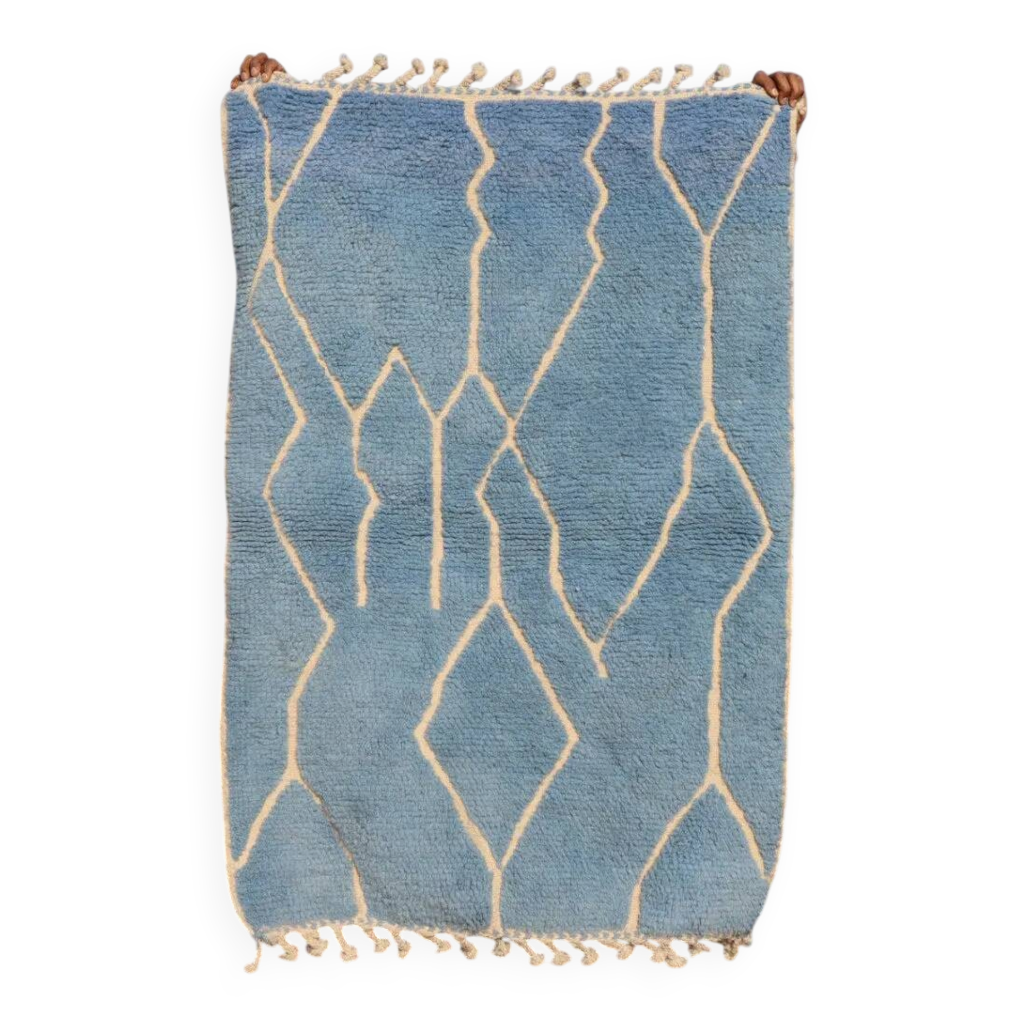 Beni Ouarain Berber rug in glacier blue with relief patterns - 152 x 100 cm
