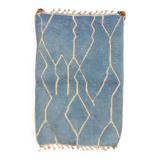 Beni Ouarain Berber rug in glacier blue with relief patterns - 152 x 100 cm