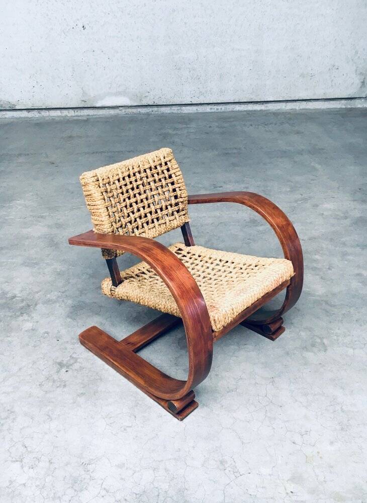 Rope Lounge Chair by Adrien Audoux & Frida Minet for Vibo Vesoul, France, 1940s