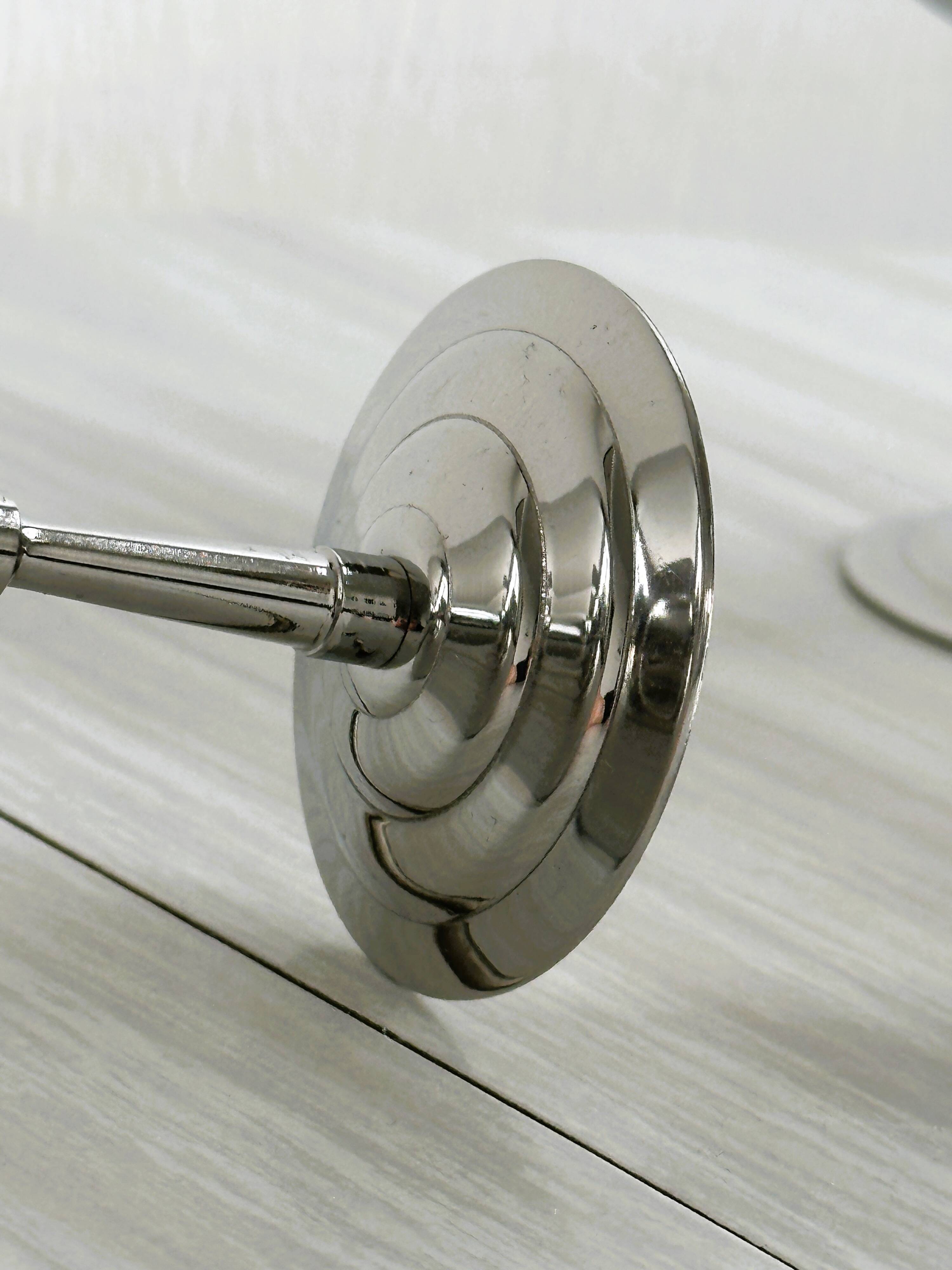 6 stainless steel standing cups, Letang Remy, France.