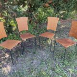 4 Metal and rattan bistro chairs for brewery, beer, café and terrace