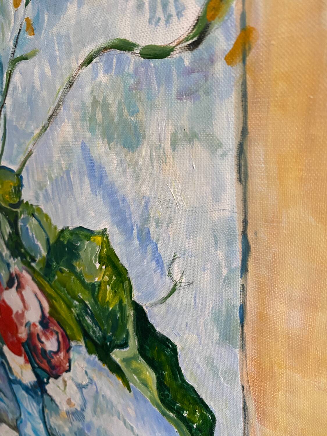 Still life with apples and flowers