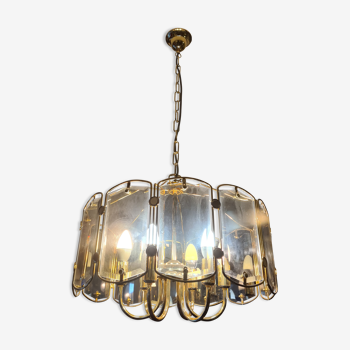 Vintage chandelier brass glass