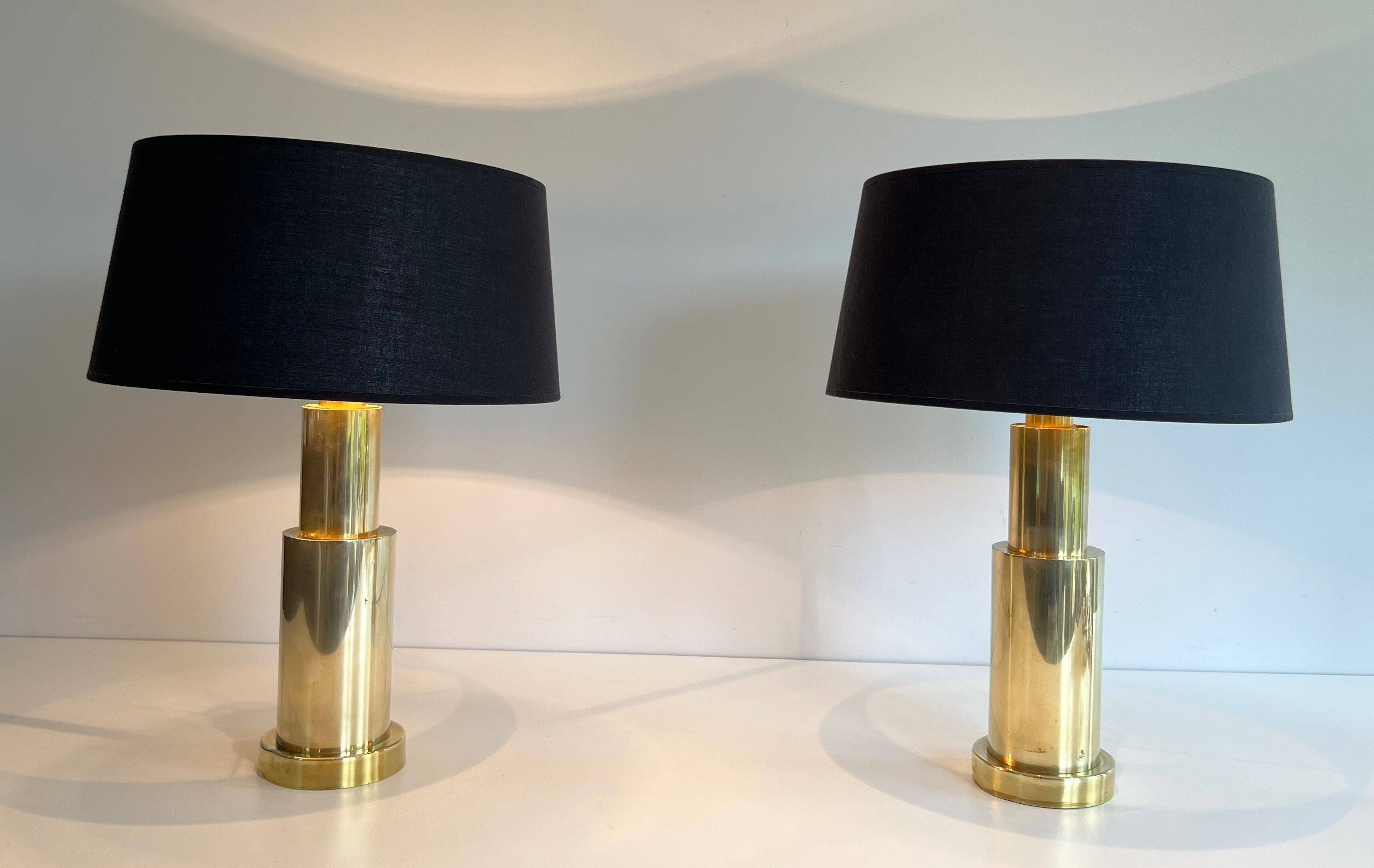 Paire de lampes modernistes en laiton