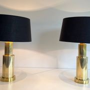 Pair of modernist brass lamps