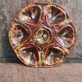 Vintage French oyster plate in Majolica from Vallauris