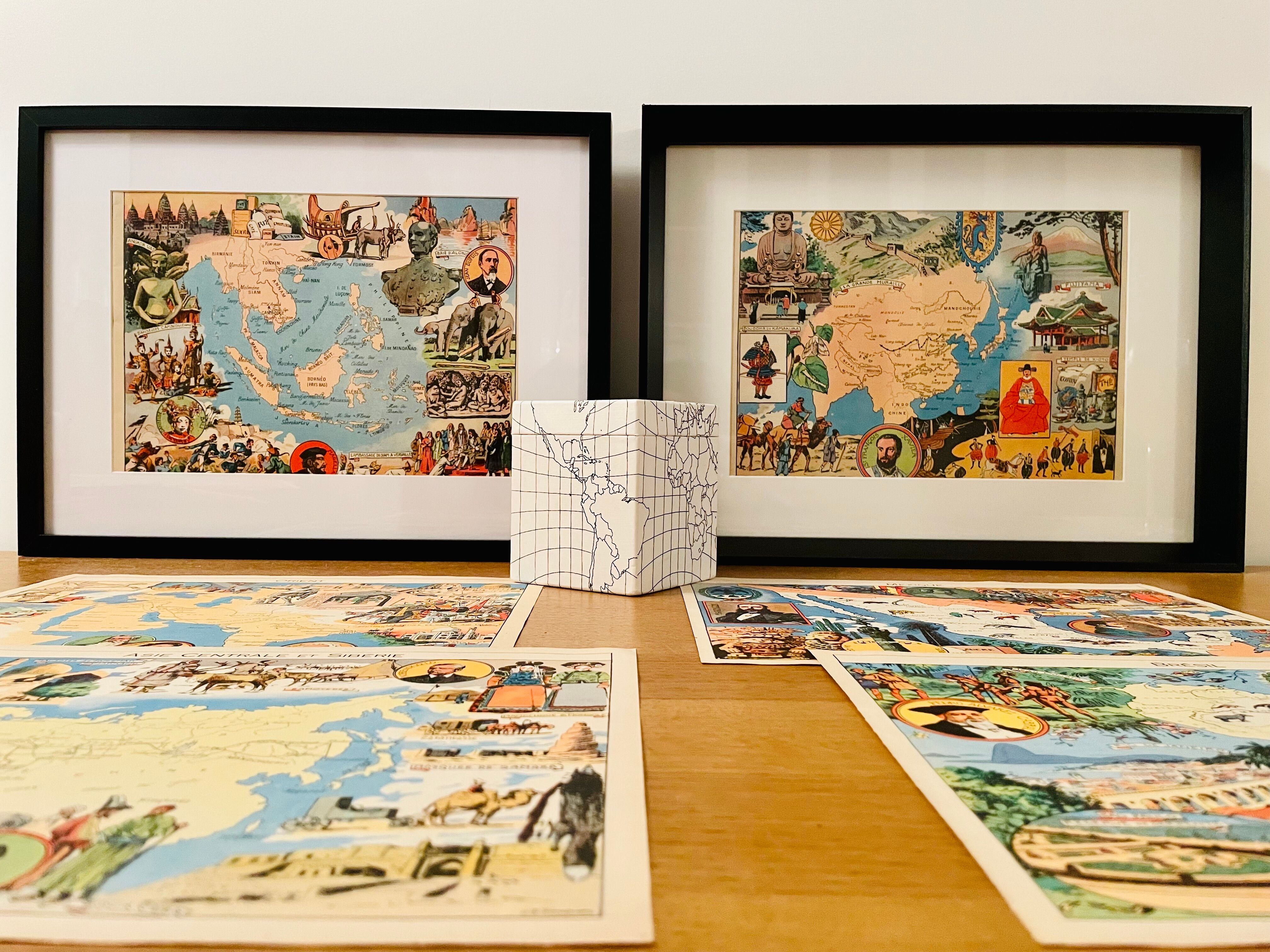 Old illustrated map of Central Africa from 1948 - JP Pinchon