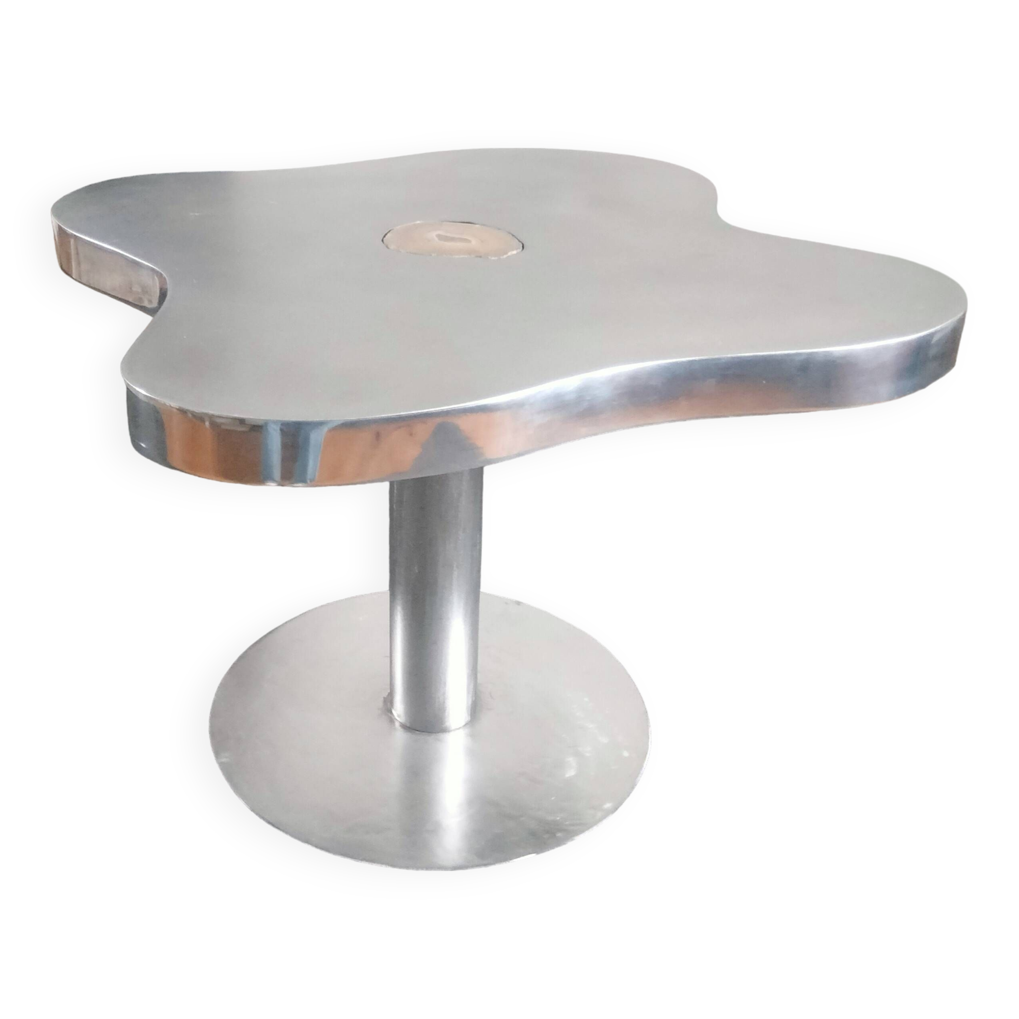 Stainless steel/agate/aluminum side table