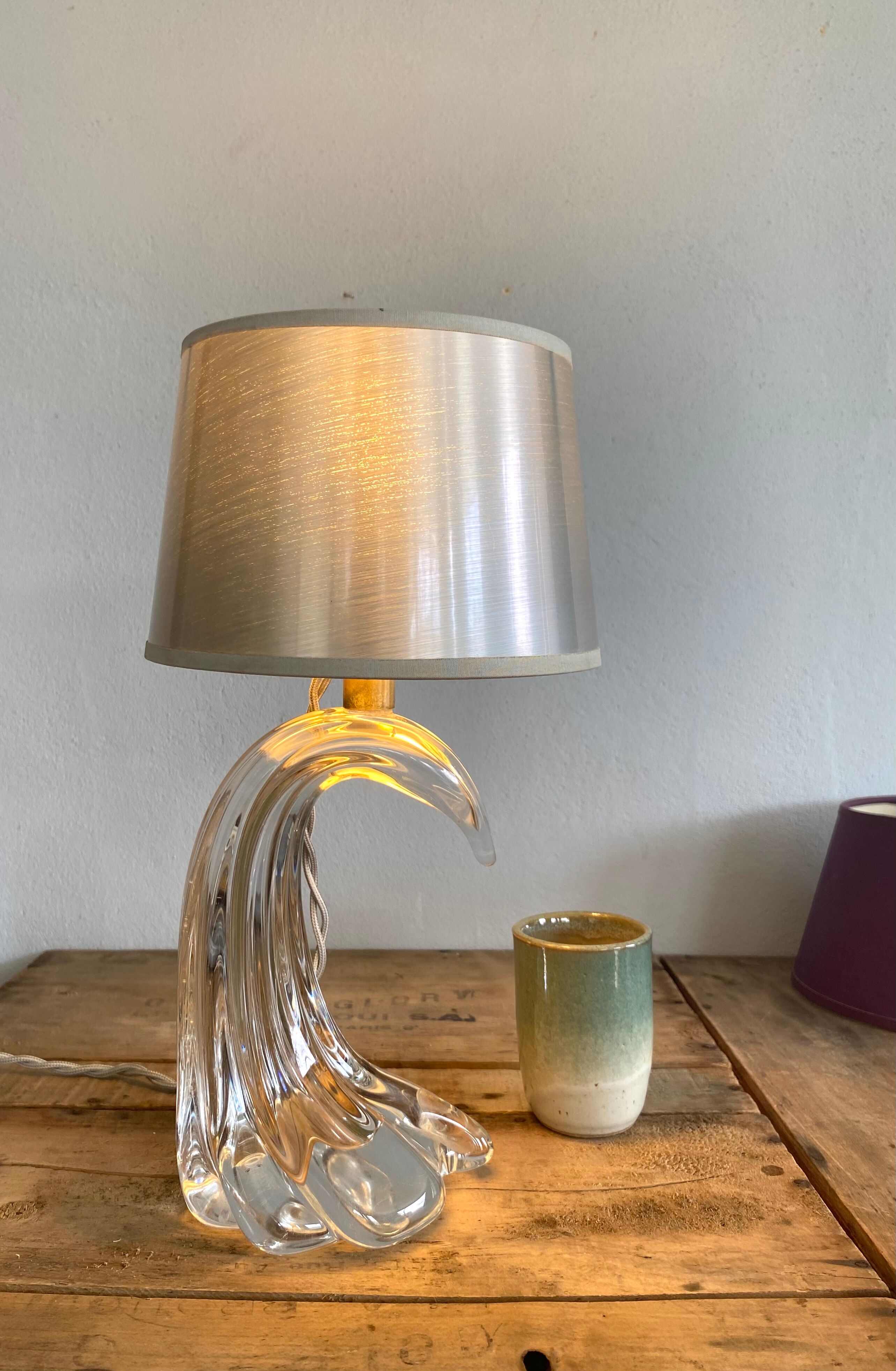 Moulded glass lamp, fabric cable 2 m