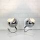 Pair of space age chrome plexiglass sphere table lamps from the 70s
