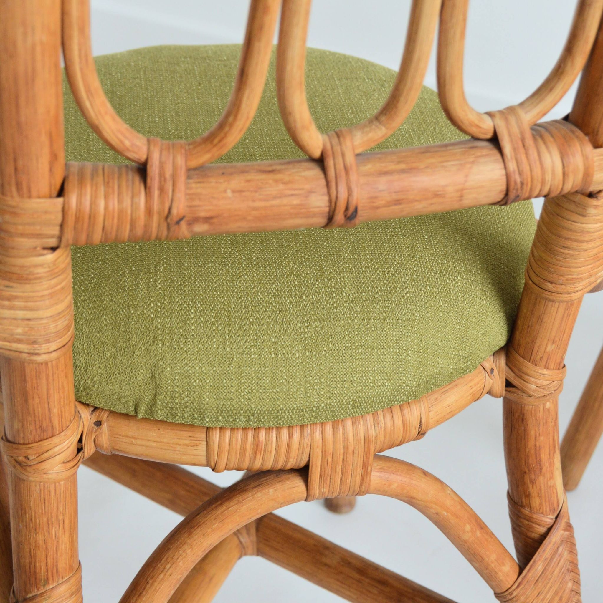 Pair of Italian high chairs in bamboo and rattan from the 1960s.