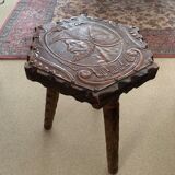 Tabouret hexagonale colonial sculpté
