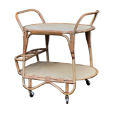 Vintage rattan service trolley